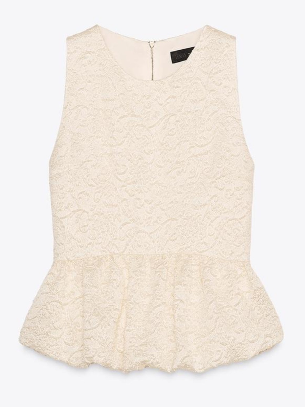 ZARA TEXTURED JACQUARD PEPLUM TOP